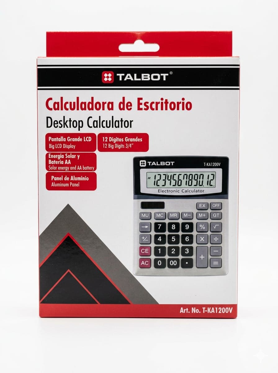 Calculadores 12 dig. lcd solar y bat. talbot