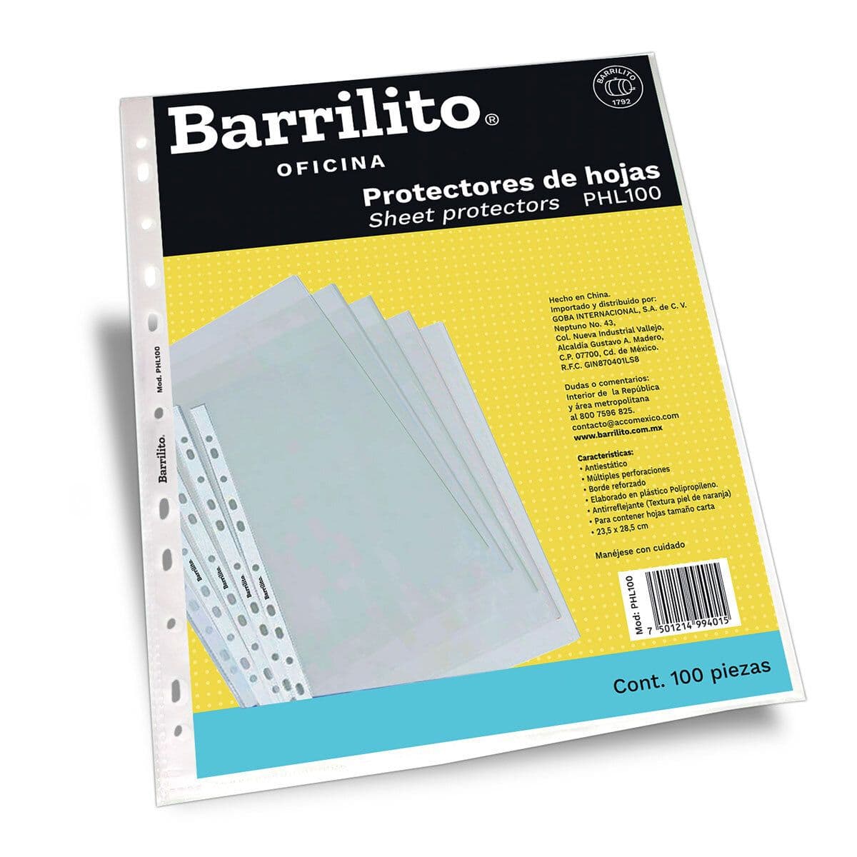 Hojas plasticas p/carpetas carta 100/1 barrilito