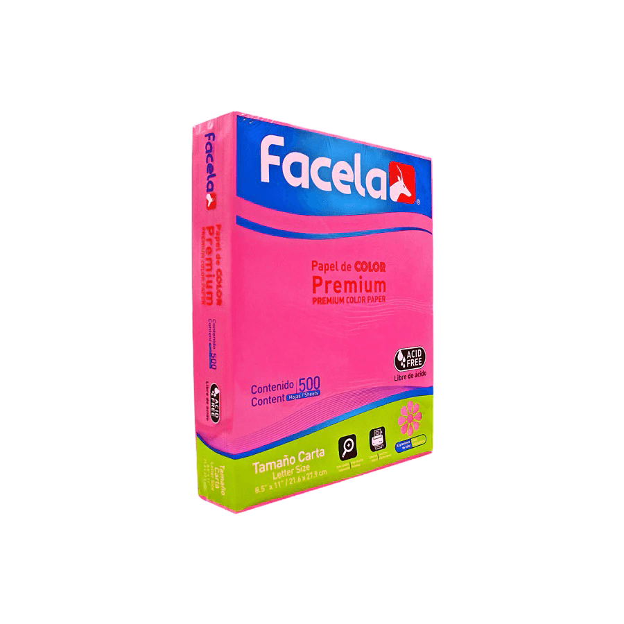 Papel bond 20 8.5X11 rosa 500/1 facela