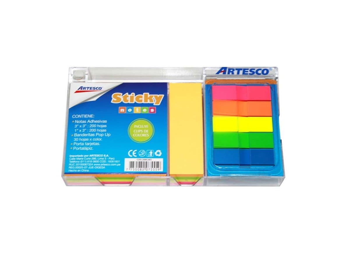 Juego de notas adhesivas y señales c/clips
